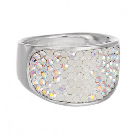 Ring "Konkav Freesetting" - white opal/crystal a. b.