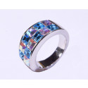 Ring "Square" - aqua/crystal aurore boreale