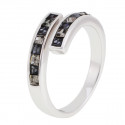 Ring "Schlange Carré" - black diamond/silver shade