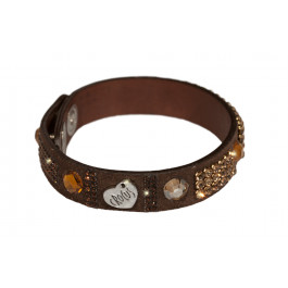 Buckskin bracelet "Patchwork", single - dark brown