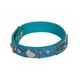 Buckskin bracelet "Patchwork", single - turquoise