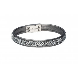 Leather bracelet "Trendy Minirocks", single - metallic silver