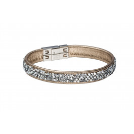 Leather bracelet "Trendy Minirocks", single - bronze/crystal