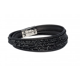 Leather bracelet "Trendy Minirocks", double - black