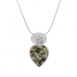 Necklace "Dream Heart", small - silver night/black diamond
