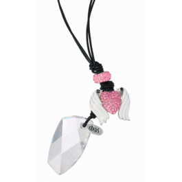 Necklace "Flying Heart" - crystal/light rose