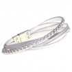 Leather bracelet "Fan" - silver/crystal aurore boreale