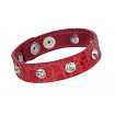 Leather bracelet "Rivets" - red/crystal