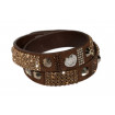 Buckskin bracelet "Patchwork", double - dark brown