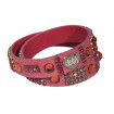 Buckskin bracelet "Patchwork", double - pink