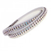 Leather bracelet "Trendy Mesh", dbl. - white/crystal aurore boreale