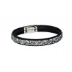 Leather bracelet "Trendy Minirocks", single - black/crystal