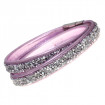 Leather bracelet "Trendy Minirocks", double - light rose/crystal
