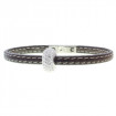 Leather bracelet "Beads", single - jet/crystal