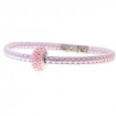 Leather bracelet "Beads", single - light rose