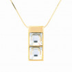 Pendant "Mosaic Square", double - golden/crystal