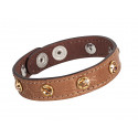 Leather bracelet "Rivets" - brown/topaz
