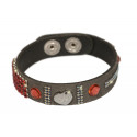 Buckskin bracelet "Patchwork", single - grey/red