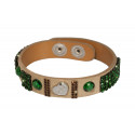 Buckskin bracelet "Patchwork", single - beige/green