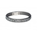 Leather bracelet "Trendy Minirocks", single - metallic silver
