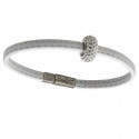Leather bracelet "Beads“, single - white