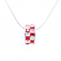 Necklace "Small Wheel Minisquare“ - crystal/light siam