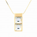 Pendant "Mosaic Square", double - golden/crystal