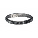 Leather bracelet "Trendy Mesh", single - metallic silver